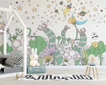 Özelleştirilmiş çocuk odası dekorasyon 3d duvar kağıdı İskandinav karikatür hayvan ve bitki fotoğraf duvar kağıdı goblen boyama