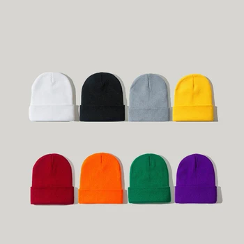 Renkli Moda Düz Renk Örme bere Kış Sıcak Kayak Şapka Erkek Kadın Skullies Caps Yumuşak Elastik Kap Spor Kaput
