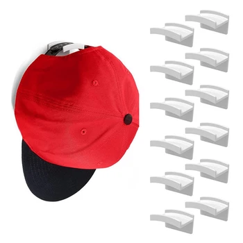 Duvar için Beyaz Yapışkanlı Şapka Kancaları (13-Pcs) - Minimalist Şapka Rafı Tasarımı, Sondaj Yok, Dolap için Güçlü Tutma Şapka Askıları