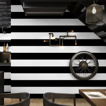 Siyah ve beyaz yatay ve dikey çizgili duvar kağıdı modern minimalist oturma odası yatak odası kahve restoran giyim mağazası