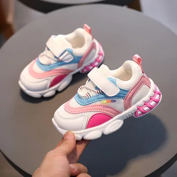 2022 Yeni Çocuk Ayakkabıları Rahat Yürümeye Başlayan Bebek Çocuk Bebek Erkek Kız Nefes Spor koşu ayakkabıları Sneakers Yumuşak çocuk ayakkabıları