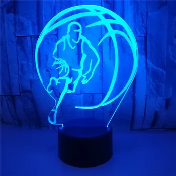 3D gece Lambası basketbol USB Şarj Dokunmatik Anahtarı Lambası 7 Renkli Çocuk Gece Lambası Sıcak Damla Gemi Yenilik Hediyeler