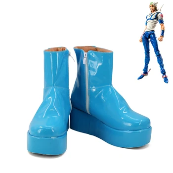 jojo'nun Tuhaf Macera Johnny Joestar Cosplay mavi ayakkabı Erkek Botları