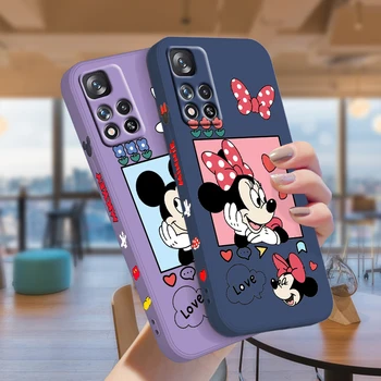Çift Minnie Mouse Fare telefon kılıfı Xiaomi POCO M5 M4 X4 F4 C40 X3 NFC F3 GT M4 M3 M2 Pro C3 X2 Sıvı Sol Halat Kapak Fundas