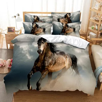 Krieg Pferd Muster Neuheiten Bettwäsche Bettbezug 3D Digitaldruck Bett Blatt Mode-Design 2-3 Stück Quilt abdeckung Bettwäsche Se