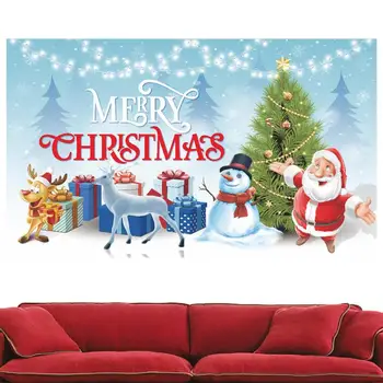 Noel Afiş Zemin Dışında Noel Süslemeleri 6.06 * 3.6 ft Merry Christmas Afiş Kardan Adam Ağacı Desen