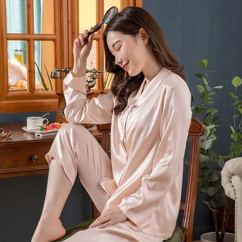 Lüks kadın Pijama Yaz 100 % ipek Pijama Zarif Loungewear İpek Pijama Pijama Seksi iç çamaşırı seti Kadın 2 Adet Pijama