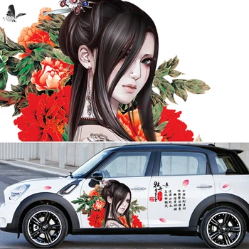 DIY Çin Klasik Güzellik Sakura Kiraz Araba dekorasyon çıkartmaları Drift sticker Evrensel Kamuflaj Vinil Araba Kapı Çıkartmalar