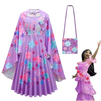 Encanto Kostümleri Mor Elbiseler Kız Pelerin Cadı Cadılar Bayramı Kostümleri Çocuklar için Hizmetçi Kıyafeti Encanto Cosplay Anime Karnaval Giysileri