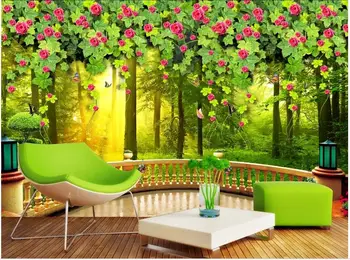 Özel fotoğraf 3d duvar kağıdı dokunmamış duvar Yeşil ağaç sarmaşıklar çiçekler güzel duvar kağıdı 3d duvar resimleri duvar kağıdı oturma odası için
