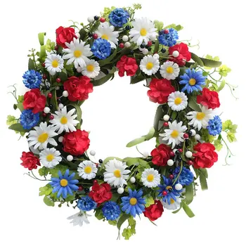Yapay Çelenk, Kapı Çelenk 50 cm Bahçe Dışında Ev Amerikan Bağımsızlık Günü yapay çiçek Çelenk Ev Dekor