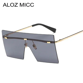 ALOZ MICC Lüks Siyam Büyük Güneş Kadınlar Marka Designe Seksi Çerçevesiz Ayna Gözlükleri Kalkanı Shades Erkekler Gözlük UV400 Q137