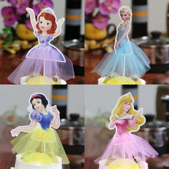 1 adet 21cm Prenses Doğum Günü Partisi Süslemeleri Çocuklar Kek Topper Kızlar için Doğum Günü Dekorasyon Anniversaire Kek Malzemeleri