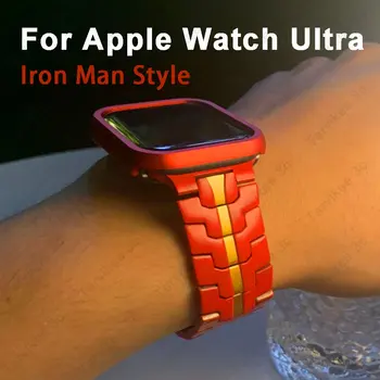 Paslanmaz Çelik Kayış Correa Apple Watch Serisi 8 ultra 49mm 45mm Bilezik Metal Bant İwatch için 7 6 5 4 44mm 40mm Kordonlu Saat