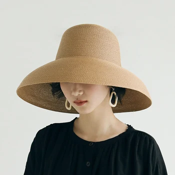 Kova Şapka kadın Kap kadın Büyük Ağız Hasır Şapka Yaz Retro Plaj Tatil güneş şapkası Balıkçı Şapka Seyahat