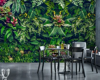 beibehang Özelleştirilmiş modern yeni restoran otel cafe yeşil bitki çiçek orman çim papel de parede 3d papier peintwallpaper