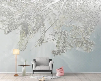 beibehang Özel duvar kağıdı 3d yeşil yapraklar suluboya tarzı İskandinav minimalist arka plan duvar oturma odası duvar Papel de parede