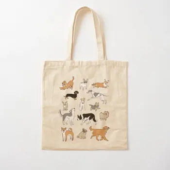 Köpekler Eğlenceli pamuk kanvas Çanta Kullanımlık Tote Kumaş Tasarımcı Çanta Baskılı omuzdan askili çanta Bakkal Unisex Kadın Alışveriş Moda