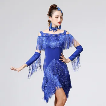 Yetişkin Modern Balo Salonu Latin Dans Elbise püskül Saçak Salsa Tango Dans Giyim Performans Sahne Giyim