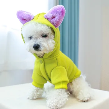 Kalın Kış Pet Sıcak Giysiler Cadılar Bayramı Köpek Giysileri Yeşil Köpek Hoodie Oyuncak Ayı Hırka Yenilik Pet Giyim XS-XL