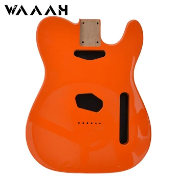 Elektro Gitar Gövdesi Parlak Kızılağaç Ahşap Tele Gitar Gövdesi Turuncu Renk Bitmiş Tele Gitar Kitleri Yapı Parçaları