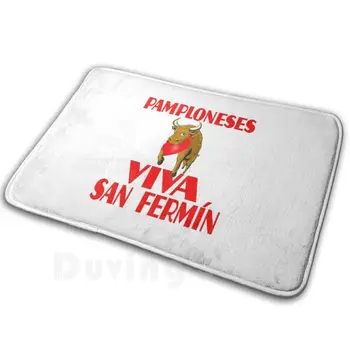 Pamploneses Viva San Fermín Pamplona'nın Eğlenceli Tasarımları Sanfermines Halı Paspas Kilim Minder San Fermin San Fermín Festivali