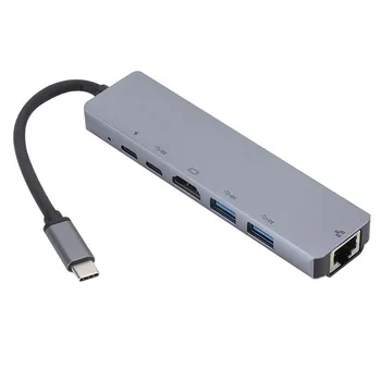 6-in-1 USB Hub Tip-C HDMI uyumlu PD Şarj USB 3.1 Hub Yerleştirme Adaptörü USB Hub Genişletici Adaptörü