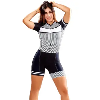 Takım Kadın Bisiklet Takım Elbise Yaz Kısa kollu Bisiklet Triatlon Giyim Seti Nefes Dağ Bisikleti Tulum Skinsuit Ciclismo