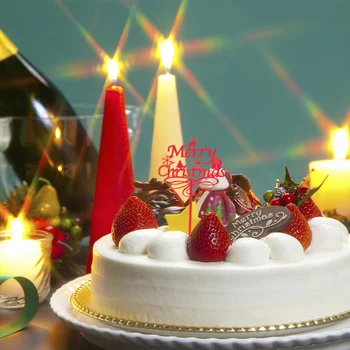 Noel Cupcake Cakepicks Topper Mutlu Akrilik Dekor Toppers Parti Dekorasyon Pick Tatil Süslemeleri Tatlı Meyve Ağacı