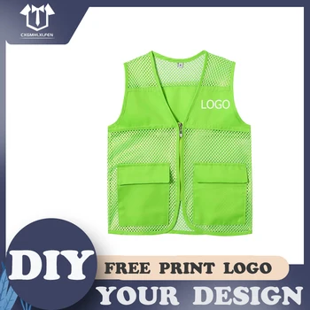DIY9 renk (M-4XL) yaz nefes örgü düz renk kişiselleştirilmiş yelek tasarım unisex özel LOGO baskı giyim logosu / metin