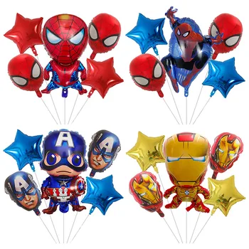 5 Adet Avenger Süper Kahraman Balon Seti Kaptan Amerika Hulk Örümcek Adam Demir Adam Hava Globo Doğum Günü Partisi Süslemeleri çocuk oyuncağı Hediye