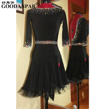 yeni rekabet latin dans elbise flamengo latin dans elbise kızlar için vestido flecos kadın saçak latin elbise salsa elbise siyah