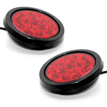 2 adet 16-LED 12V/24V Kamyon Yuvarlak Kırmızı Kuyruk Dönüş Sinyal ışıkları Şeffaf Lens Yedekleme Ters Lambalar Römork RV