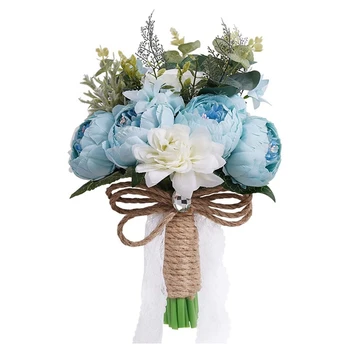 Romantik Yapay Şakayık Gül Düğün Buket Gelin Holding Buketleri Gelin Nedime Buket Düğün Çiçekleri