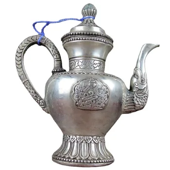 Antika bakır el sanatları çeşitli ısıtıcılar Metal su ısıtıcısı nostaljik ejderha ağız Lotus kapak şarap su ısıtıcısı çaydanlık süsler hediye