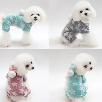 Köpek Giysileri Polar Yıldız Baskı Ceket Şapka ile Köpek Kış sıcak kapüşonlu ceket Kostüm Açık Spor Rüzgar Geçirmez Giyim Pet Malzemeleri