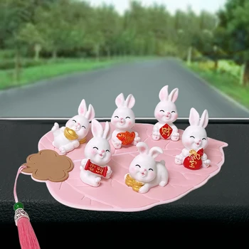 Minyatür Sevimli Çin Yeni Yılı Tavşan Zodyak Mikro Peyzaj Dollhouse Küçük Tavşan Süs Reçine Ev Dekorasyon 2023