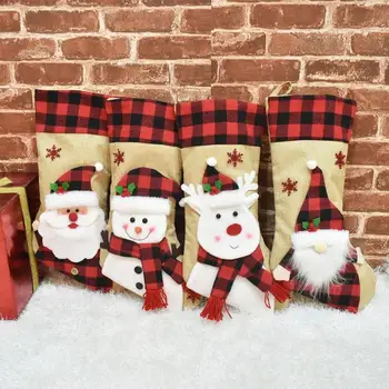Noel Çorap Buffalo Ekose Noel Meçhul Cüceler Çorap Noel Çorap hediye çantası Süslemeleri Hediyeler Şeker Çorap İçin