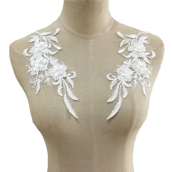 Moda 3d üç boyutlu dantel örgü alt orta korsaj çift çiçek elbise hasarlı yama cheongsam elbise performans costu