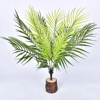 1 Şube 50cm Yapay Ağaç palmiye Yaprağı Gerçek Plastik Süslemeleri Ağacı Sahte Tropikal Bahçe Bitkileri Süsler Ev Düğün Pl S1R9