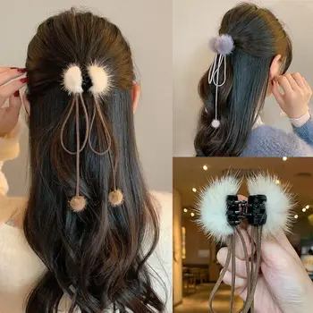 Kış Kadın Zarif Hairball Yay Şerit Saç Pençeleri Tatlı Saç Süslemeleri Kafa Bandı Saç Klipleri Tokalar moda saç aksesuarları