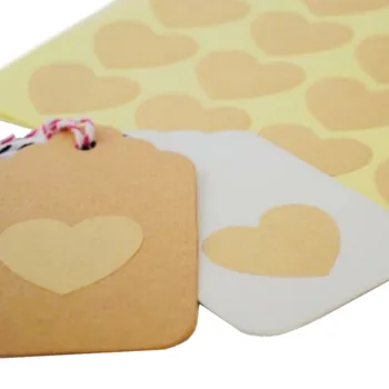 Sıcak Satış 120 adet El Yapımı Ürünler Boş Kraft Kalp Sticker DIY Hediye Noktası Sticker Parti Favor hediye çantası şeker kutusu Dekor