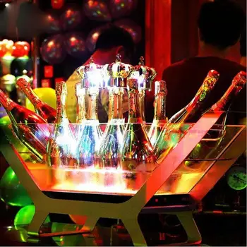 LED Işıklı Bira şarap şişesi Tutucu Şarj Edilebilir buz kovası 6/12 Şişe Şampanya Tekne Şekilli şarap Soğutucuları Bar Parti Kaynağı