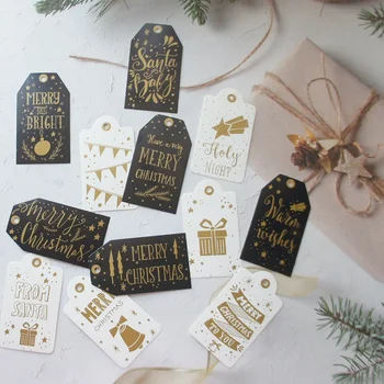 60 adet Altın Siyah Beyaz Noel Partisi 60 adet Afiş Ağacı Tasarım Kağıt Etiketleri Ambalaj Dekorasyon Etiketleri Scrapbooking DIY