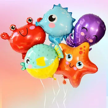 5 adet Sevimli Balık Deniz Hayvan Balonlar Denizyıldızı Deniz Atı Yengeç Yunus Hava Balon Deniz Tema Doğum Günü Partisi Süslemeleri Bebek Duş