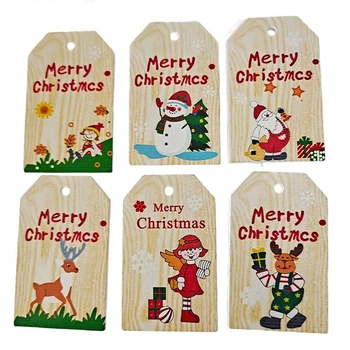 10 Pcssingle Yan Noel Ahşap Kolye Süsler Noel Süslemeleri Ev Dekor için Yeni Yıl Noel Partisi Dekoratif Kolye