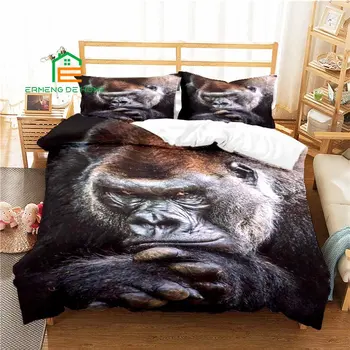 Hayvan Şempanzeler Desen Yorgan yatak örtüsü seti Yatak Yetişkin Çocuklar yatak takımı Oyun Nevresim Yorgan Kapağı nevresim takımı