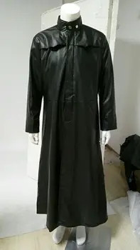 Matrix Neo Ceket Cosplay Kostümleri Uzun Siyah Deri Trençkot custom made