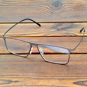 Büyük Dikdörtgen Titanyum Alaşımlı Kahverengi Tam jant Gözlük Optik Çerçeve Özel Fotokromik, İlerici Miyopi okuma gözlüğü