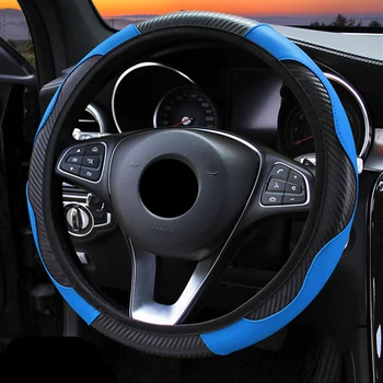 Araba aksesuarları Karbon Fiber PU Deri direksiyon kılıfı Araba Aksesuarları için Opel Corsa Skoda Octavia 2 Passat Bmw E91